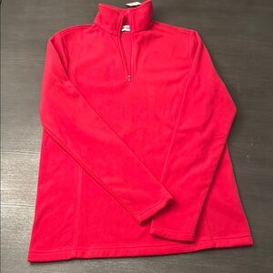 NWT Lands End Red Quarter-Zip Fleece Pullover
